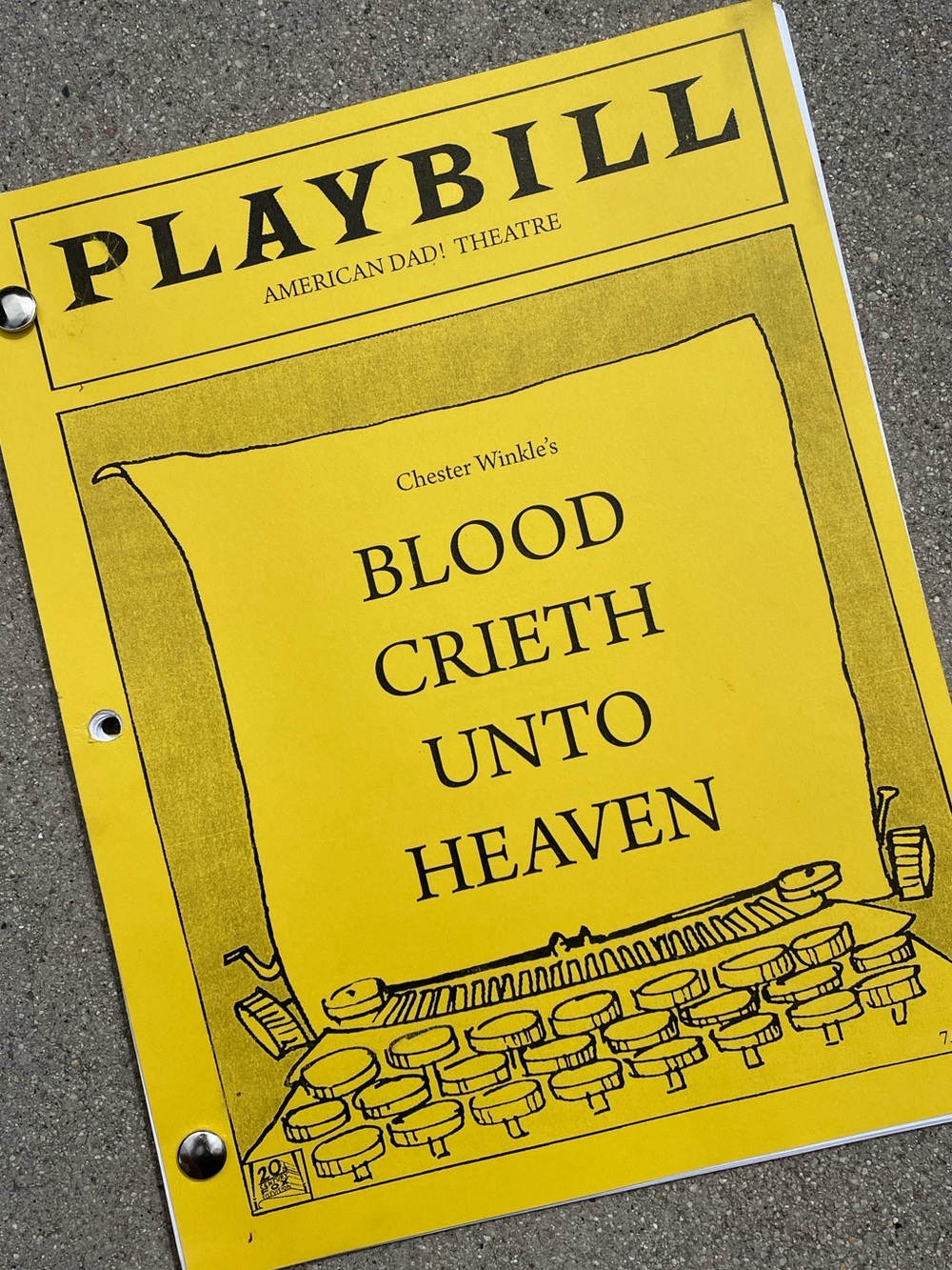 RARE American Dad 2011 Blood Crieth Heaven You Playbill Production Used Script